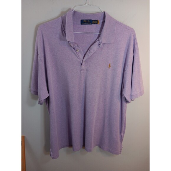 Polo Ralph Lauren Polo Shirt Mens 2XB Purple Stretch Preppy Casual Pony Logo - Picture 1 of 8